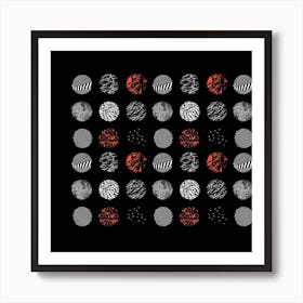 Black And White Circles Black And Multicolored Polka Dot Artwork Digital Art Art Print