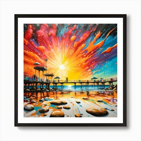 A Symphony Of Sunshine Over The Beach 1 Art Print