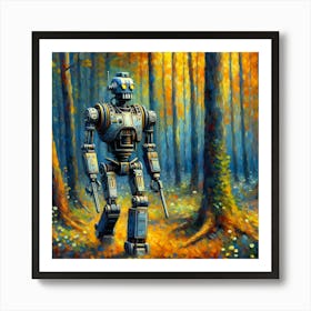 Robot In The Woods 4 Art Print