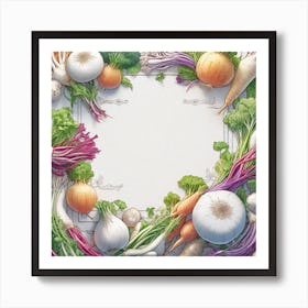 Frame Created From Daikon On Edges And Nothing In Middle Ultra Hd Realistic Vivid Colors Highly (6) Art Print