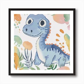 Cute Muted Utahraptor Dinosaur  2 Art Print