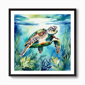 Watercolor Sea Turtle 2 Art Print