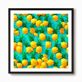 3d Pineapples Seamless Pattern Art Print