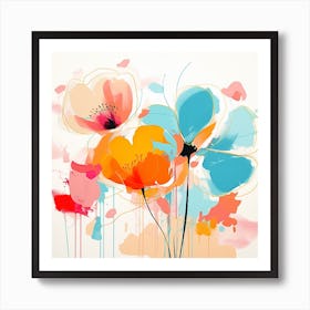 Abstract Flowers 1 Art Print