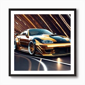 Gold Toyota Supra Art Print