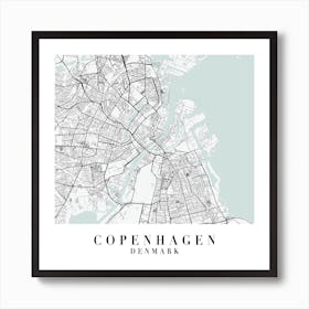 Copenhagen Denmark Street Map Minimal Color Square Art Print