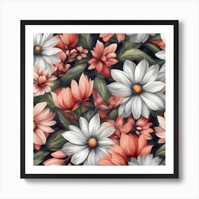 Seamless Floral Pattern 1 Art Print