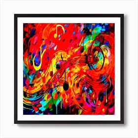 colorful splash background, Music Painting Art Print