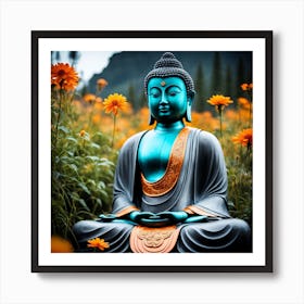 Buddha In The Field Art Print