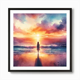 Sunset On The Beach Art Print Art Print