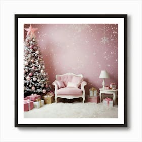 Pink Christmas Room 6 Art Print