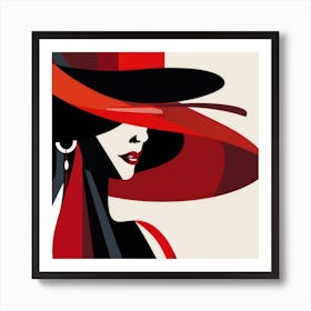 Woman In Red Hat Art Print