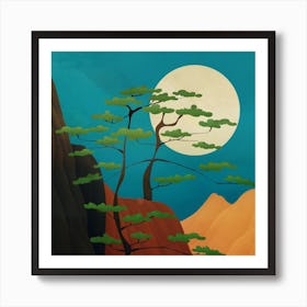 Couple of trees on the steep hillside Art Print