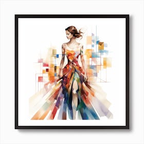 Woman In A Colorful Dress Art Print