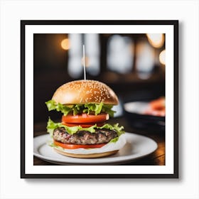 Hamburger On A Plate 39 Art Print