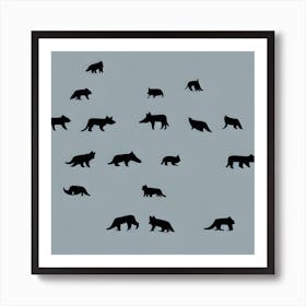 Black Wolves In Winter Snow Minimalistic Art Print Art Print