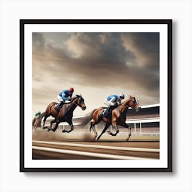 Horse Racing At The Racetrack 4 Art Print