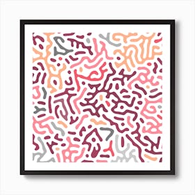 Organic Digital Shapes Pink Orange Square Art Print