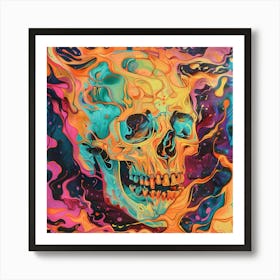 Skull In Flames 3 Art Print