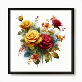 Watercolor design with beautiful roses oil painting abstract 21 Art Print