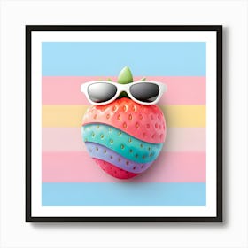 Strawberry With Sunglasses Art Print