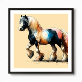 Tinker Horse Creative Color Portrait Drawing 1 Art Print