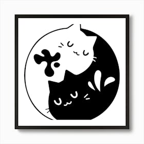 Yin Yang Cats Art Print