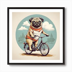 Pug Riding A Bicycle Art Print