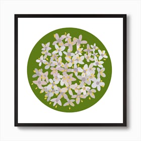  Green Circle with Flowers Art Print