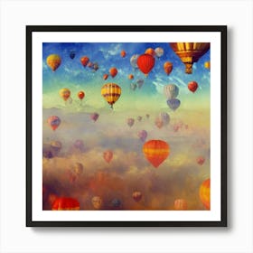 Hot Air Balloons Floating Adeline Yeo Art Print