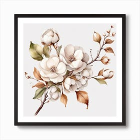 Cotton Flower branch 3 Art Print