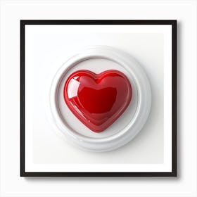 Red Heart On White Background Art Print