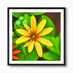 Yellow And Orange Flowers Art Print