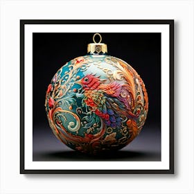 Firefly Photorealistic, Hyper Detailed, Xmas Ball, Creature, Painted Porcelain, Vibrant Colors, Chri (11) Art Print