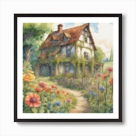Cottage In The Garden Art Print