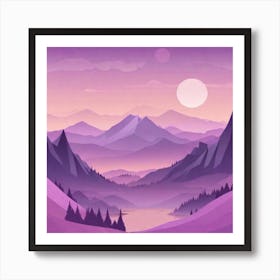 Misty mountains background in purple tone 72 Art Print