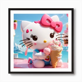 Hello kitty with ice-cream 1 Art Print