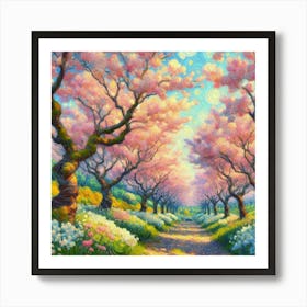 Cherry Blossom Trees In Full Bloom (7) Art Print