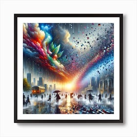 Raining pixels Art Print