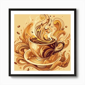 Coffee Cup Ink Painting Art Print