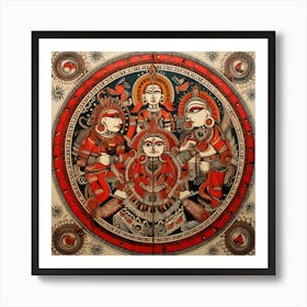 Indian Painting, Traditional Painting, Oil On Canvas, Brown Color Art Print