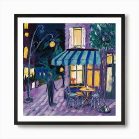 Cafe At Night Art Print