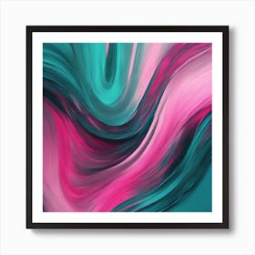 Pink and Teal Fluid Abstract Art Print