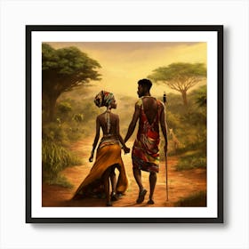 African Love In A Difficult Time (2) Art Print