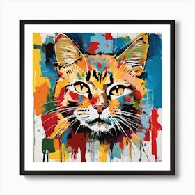 Colorful Cat Portrait Painting (2) Art Print
