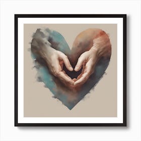 Two Hands Holding A Heart Art Print