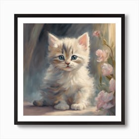 Kitten In The Garden Art Print