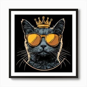 Design Featuring A Gray Cat With Golden.Generated AI. Wall Art Print Art Print