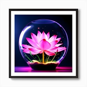 Lotus Flower In A Glass Bowl Art Print