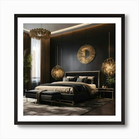 A High End Luxury Bedroom With Black Décor (4) Art Print